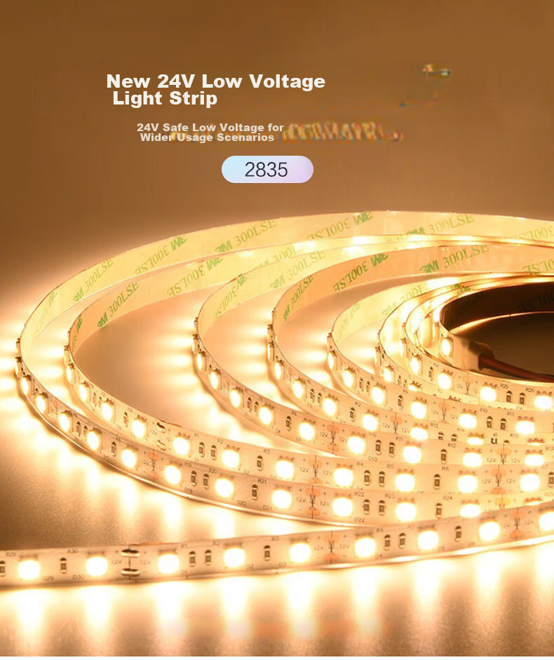 NVC LED Silicone Soft Light Strip 24V Low Voltage Waterproof Embedded 5m Pack - 12x12mm Front Emitting Warm White 4000K 1