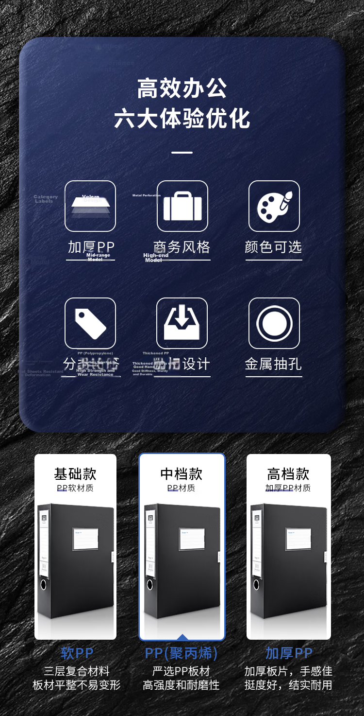 GuangBo 3C Digital All-Net Low Price, 10 Pieces of 35mm A4 Plastic File Boxes, Thickened Board Material Archive Box, Document Box, Financial Voucher Storage Box, Office Supplies A88004 Blue 4
