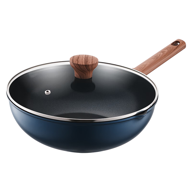 SUPOR Non-Stick Frying Pan 28CM Durable Smoke-Free Flat Bottom Wok for Gas and Induction Cookers