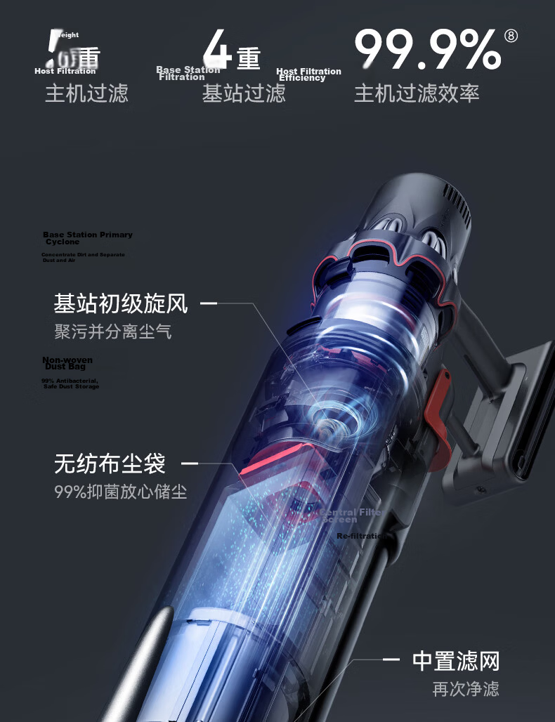 Deerma T50station Cordless Handheld Vacuum Cleaner with Self-Emptying Dustbin, 270AW Suction Power, 90-Minute Runtime, Anti-Tangle, 90-Day Maintenance-Free 24