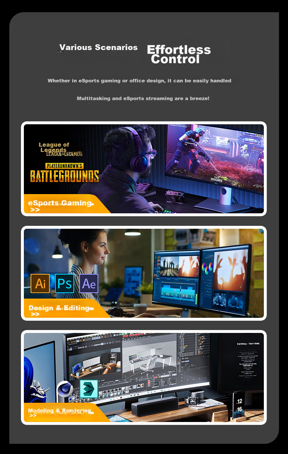 Five-Color Fish 14th Gen Core i5-14400F 16GB+1TB RTX3050 Ray Tracing Dedicated Graphics Office Gaming Desktop Computer Full Set 4