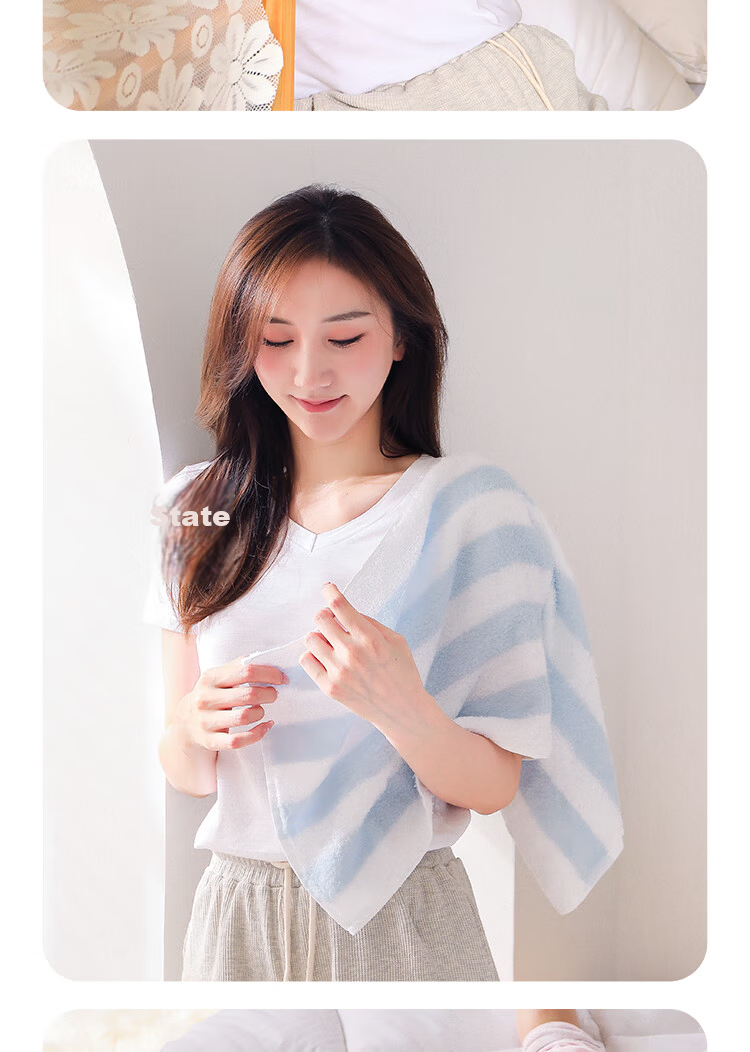 UCHINO Non-twisted Cotton Yarn Fresh Striped Antibacterial Towel 3-Pack Pure Cotton Soft Absorbent Face Towels (Pink Green Yellow) 14
