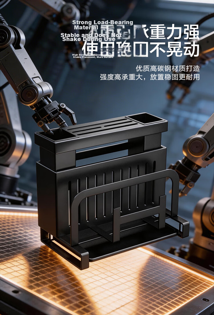 JD Original Black Knight Knife Holder Storage Rack Kitchen Organizer Chopping Board Stand [No Installation Required] 9