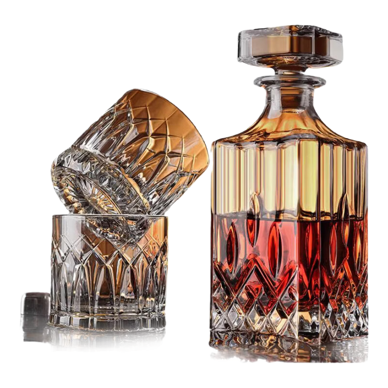 Ocean Glass Whiskey Spirit Glass Set Home Use 350ml 2pcs with Decanter Gift