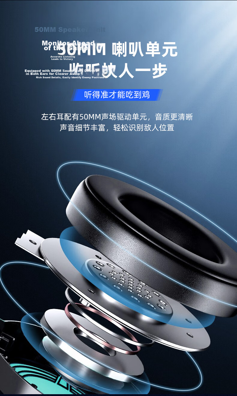 HP GH10 Gaming Headset, Over-Ear Wired Headphones with Microphone, Noise-Canceling, Stereo Sound, E-Sports Gaming, Black Myth: Wukong, USB Interface 11