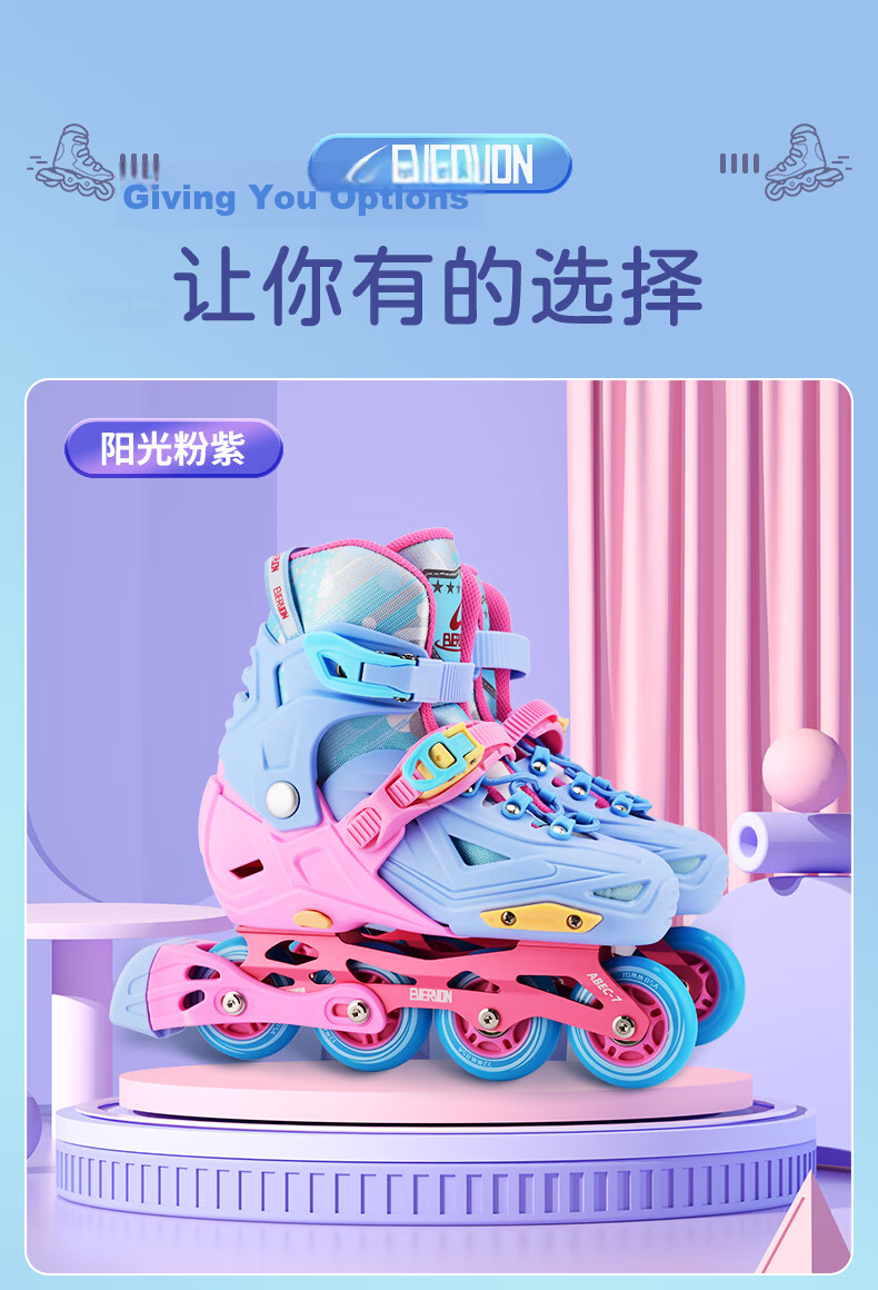 EVERVON Roller Skates for Children, Inline Skates with Full Flashing MQ2, Includes Helmet And Protective Gear, Purple, Size M, Suitable for Sizes 35-38 10