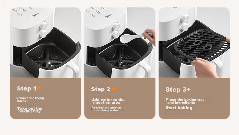 Midea Multifunctional No-Flip Air Fryer, Home Use Metal Inner Pot, Knob-Controlled Fully Automatic Steaming And Baking All-In, Practical Large Capacity 5.3L, Hot Air Frying KZE5313 10