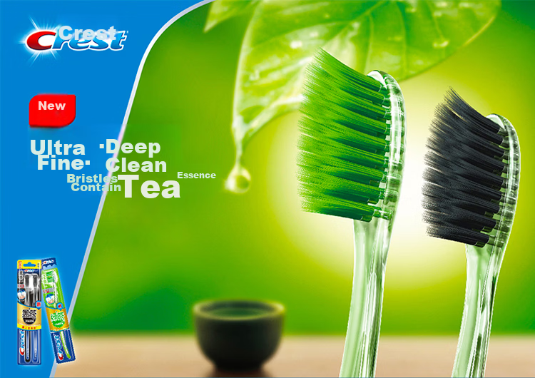 Crest Charcoal Soft Bristle Adult Toothbrush, Ultra-Fine Flexible Black Tea Deep Clean, 2-Pack, Random Packaging Color 1
