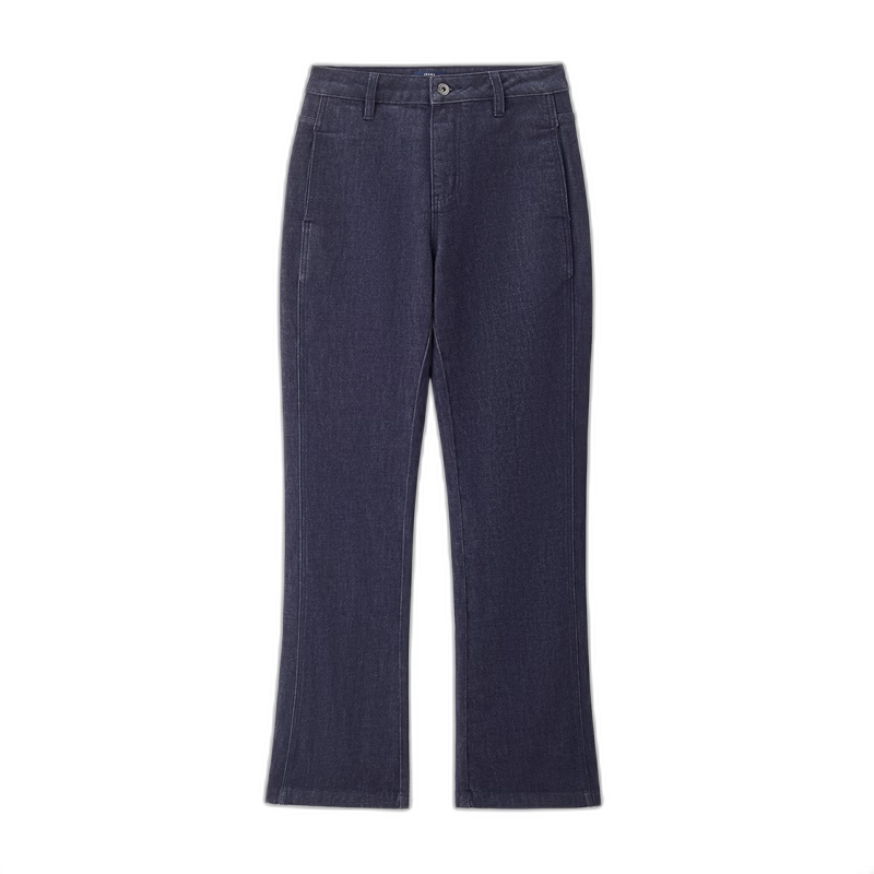 Giordano Women's Jeans with Relaxed Fit, Heavy Micro-Stretch, High-Waisted, Slightly Flared Leg, Washed Denim, Women's Pants 05415688