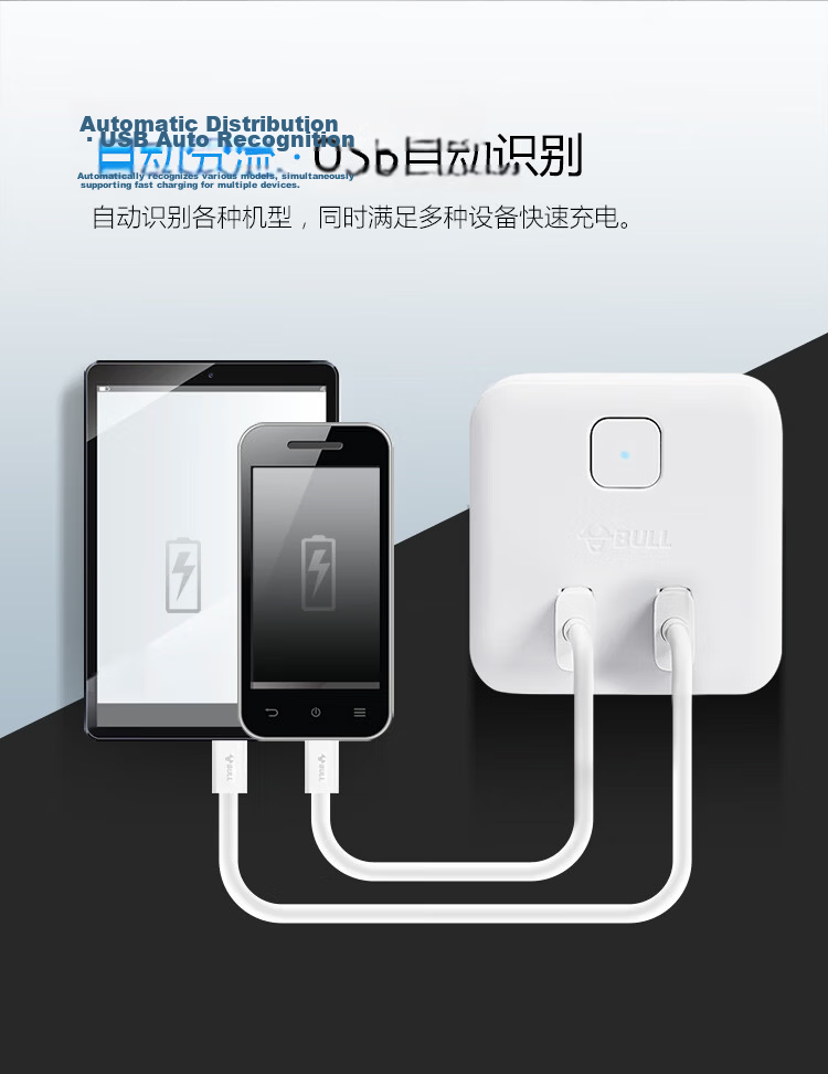 BULL Cube Power Strip, Extension Cord/Power Bar/Surge Protector, 4 Outlets with Master Switch GNV-UEB04W 6