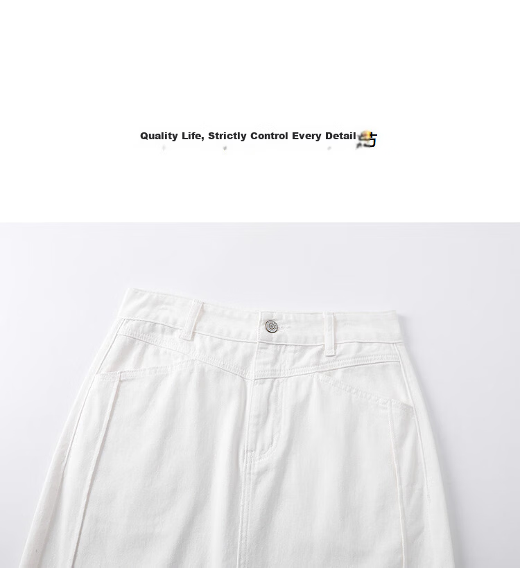 Demana [Cloud Soft 100 Cotton] Spring Simple Style Embroidered Slit Straight Small Female Denim Skirt 14
