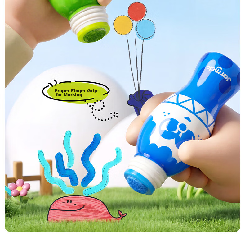 Melo Childhood Little Colorful Dot Pens Children's Early Education Baby Enlightenment Doodle Set Kindergarten Drawing Starter 6 Colors 25