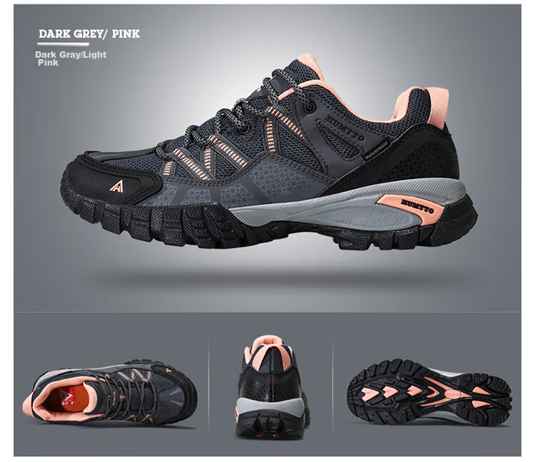 HUMTTO Non-Slip Hiking Shoes, All-Season Mesh Breathable Casual Women's Shoes, Outdoor Mountaineering Shoes, Sand/light Pink, Size 40 8