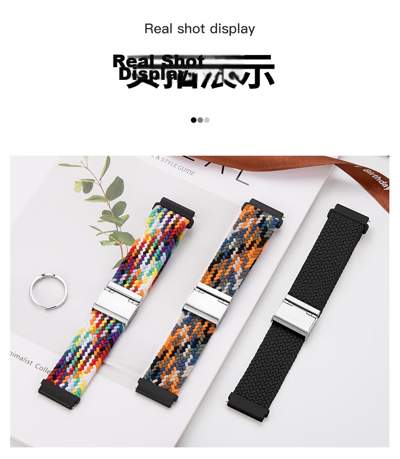BHO Nylon Braided Loop Watch Strap Compatible with Huawei Watch GT7 Pro/GT6/GT5/GT4/GT3/Watch6/Watch5/4Pro/3/2/Honor Magic2 Smartwatch 9