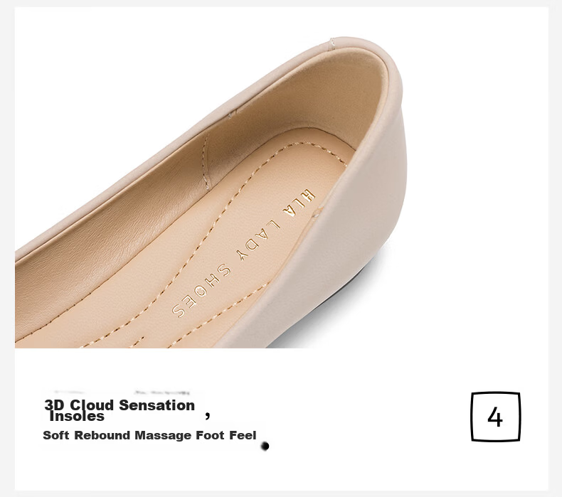 HLA French Style Flat Shoes for Women Bow Fairy Shoes Comfortable Commuter Shoes HDADXW1DEN025 Nude 39 14