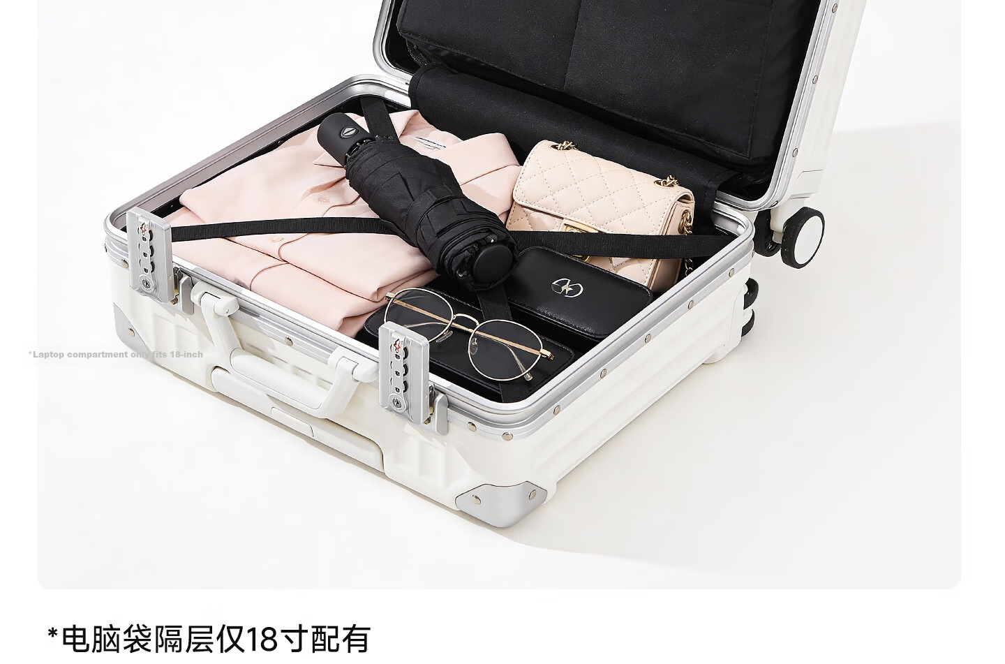 DTA Multifunctional Luggage Suitcase with Spinner Wheels And Aluminum Frame for Men And Women, Carry-On Trolley Case, Travel Leather Suitcase, Classic Black, 20 Inches 25