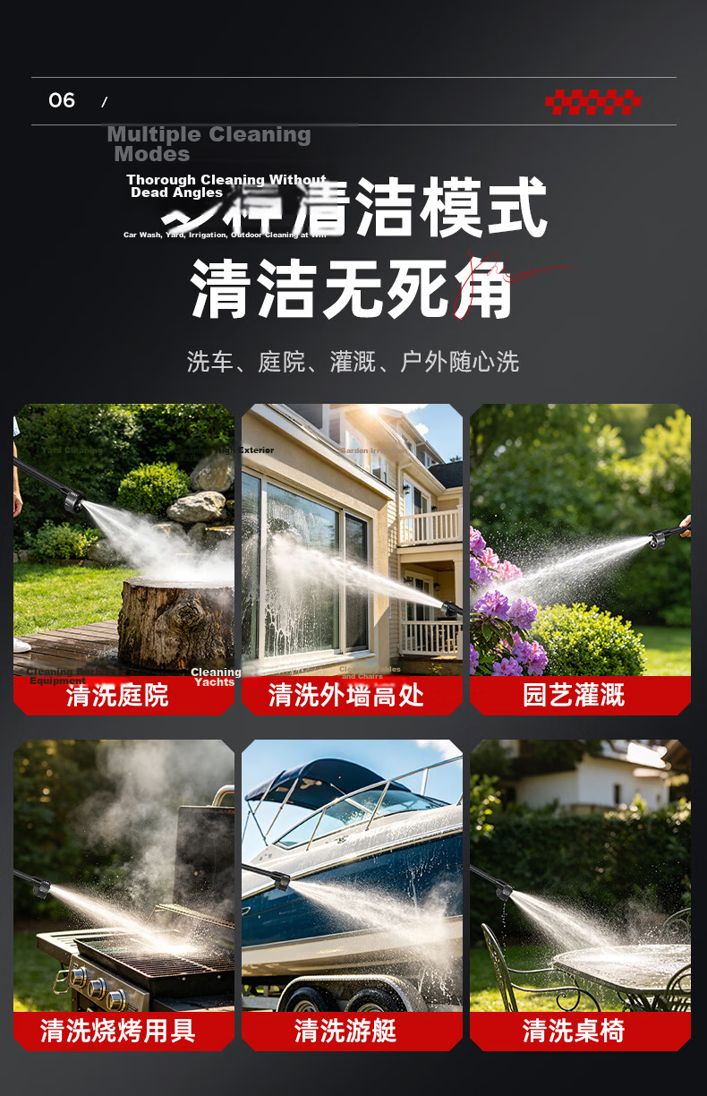 Jienuo Cordless Lithium Battery Car Washer, High-Pressure Water Gun, Household High-Power Booster Pump, Super Strong Pressure Cleaning Device, Dual Batteries 13