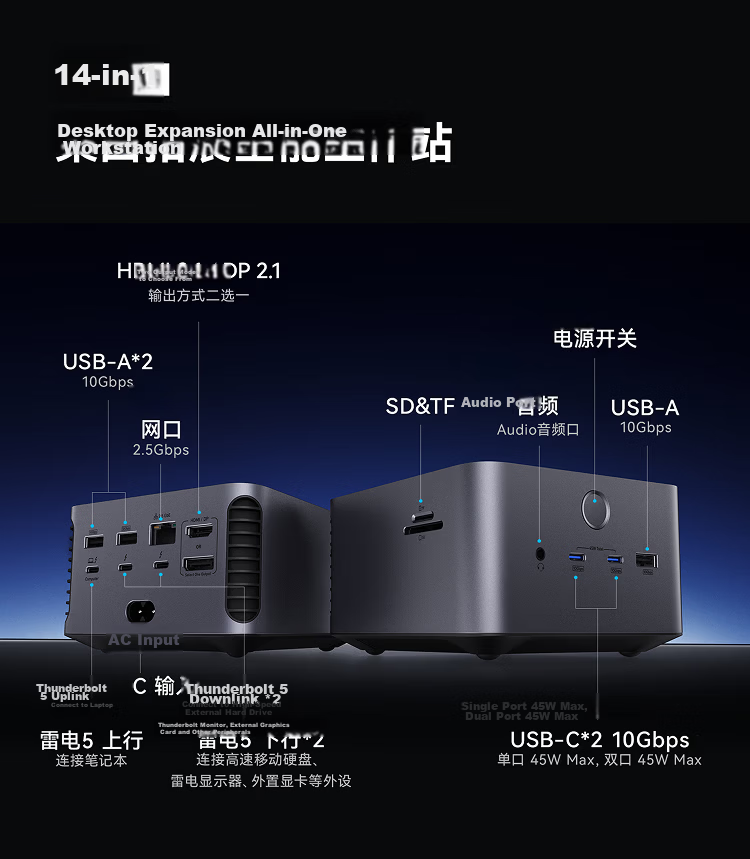 ANKER Prime TB5 Intel Certified Thunderbolt 5 Dock Dual 8K Triple Display Multi-Display Dock PD Fast Charging 120Gbps 2.5G Ethernet for Mac M5/Windows 6