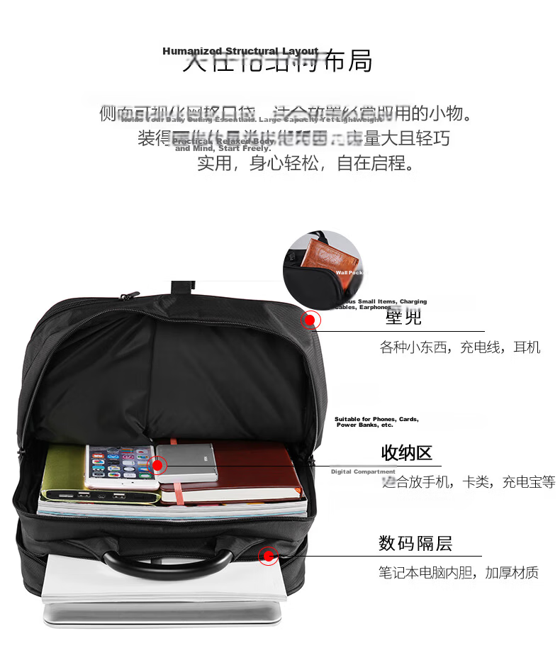 LEXON Backpack for Men, 15.6/16 Inch Business Laptop Bag, Double-Layer Backpack, Casual Schoolbag, Gift 7