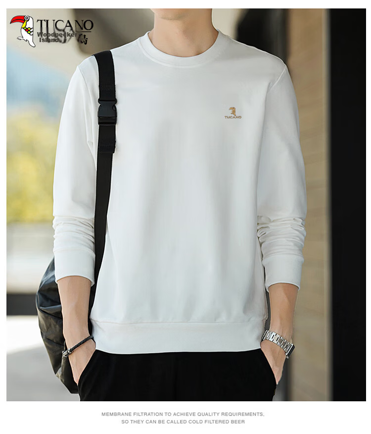 TUCANO Sweatshirt, Men's Trendy Loose Round Neck Long-Sleeve T-Shirt, Base Layer, Student Fashion Casual Pullover Top, Men's Clothing 23
