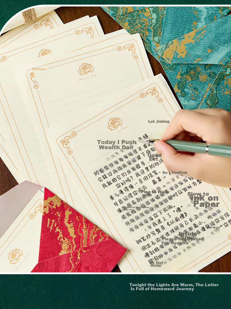 Kingdee Linen Envelopes and Stationery Set - Teacher's Day Gift Card with Gold Foil, High-End Creative Vintage Style Wax Seal, Romantic Letter Writing, Artistic Confession, 3 Envelopes, 10 Sheets, 3 W 8