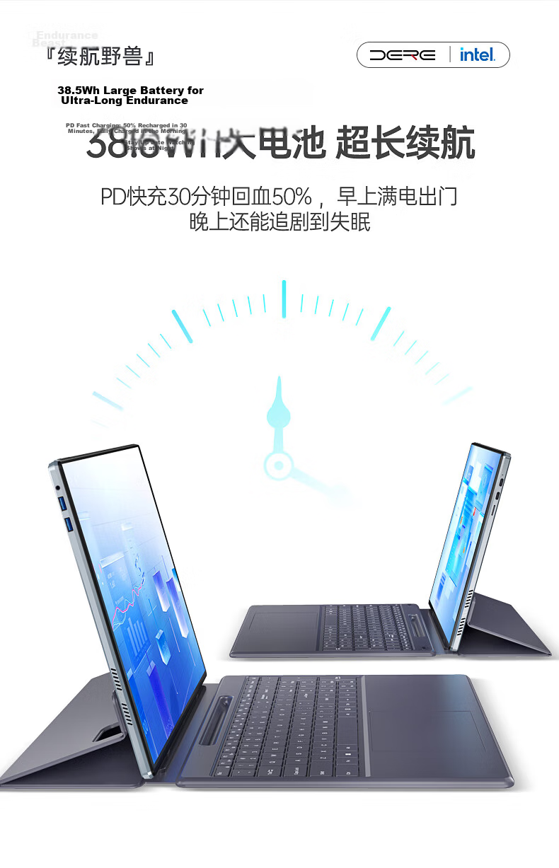 Dere Subsidized Tablet Computer Two-In 16-Inch Touchscreen Metal Business Office Study Education Entertainment Windows System Laptop (12GB + 512GB) 12