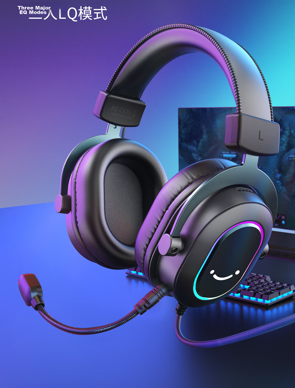 FIFINE Gaming Headset Over-Ear Wired 7.1 Surround Sound Delta Operation Valorant PUBG USB Professional E-Sports Microphone Headphones H6 Black 3