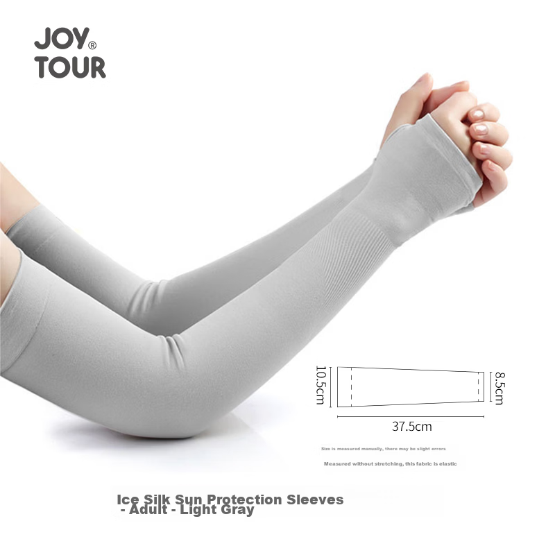 Jiatu Ice Silk Sun Protection Arm Sleeves Outdoor Sports Cycling Arm Guards Travel Sunshade Ice Sleeves Light Gray Adult Size