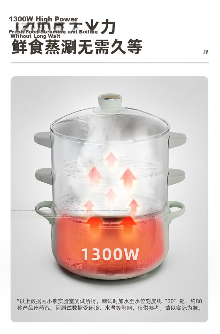 Bear Detachable Electric Steamer Pot with Washable Parts, Programmable Stainless Steel Electric Hot Pot with Timer, 15L Large Capacity Multi-Layer Pot, All-In Home Use Stewing Steaming Cooking Multi-Function DZG-E45L6 10