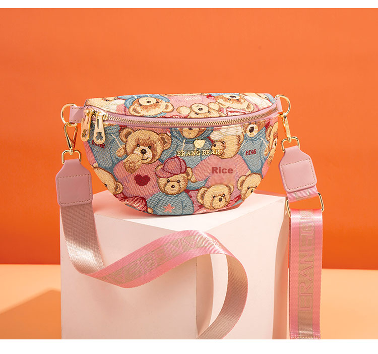Bear Affection Women's Sports Running Multifunctional Lightweight Chest Bag Wide Shoulder Strap Single Shoulder Crossbody Bag Valentine's Day Gift 20