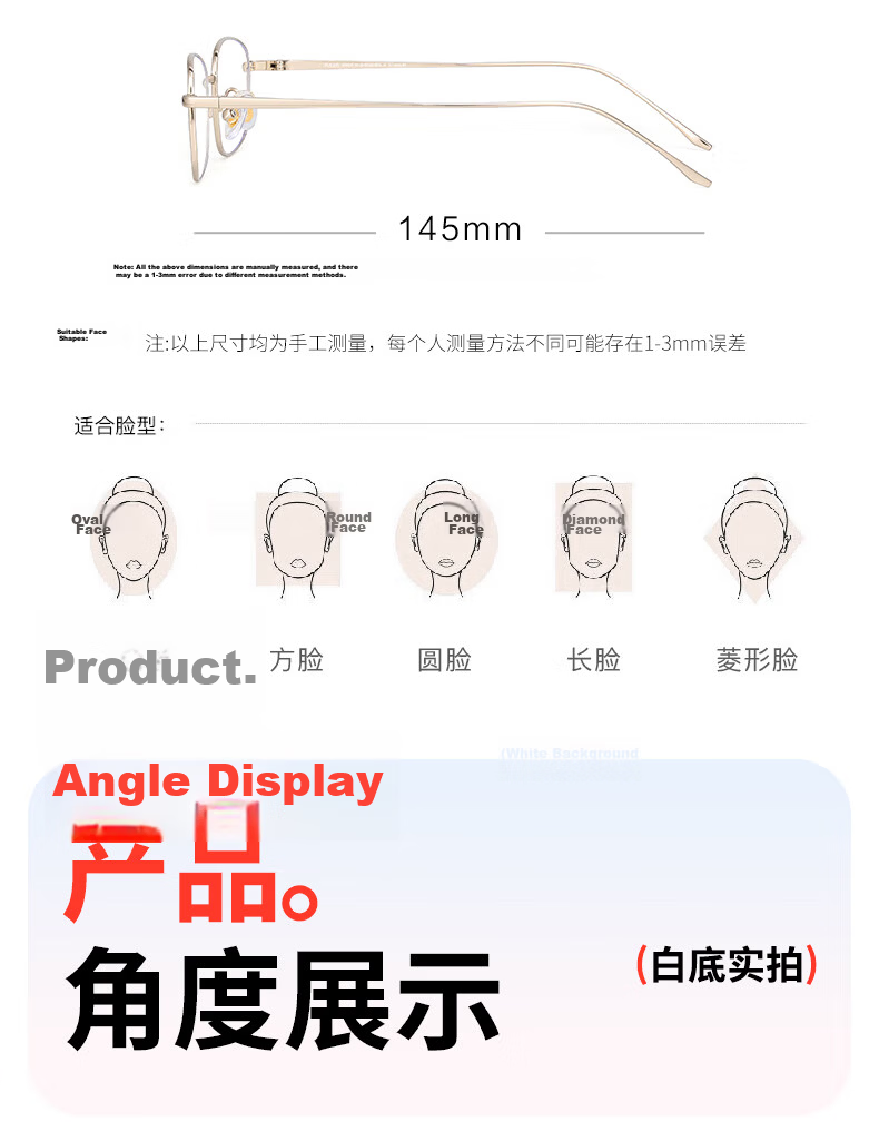 SUYAN Women's Reading Glasses Japanese Imported Pure Titanium High-Definition Blue Light Blocking Luxury Lightweight Gold Frame 25