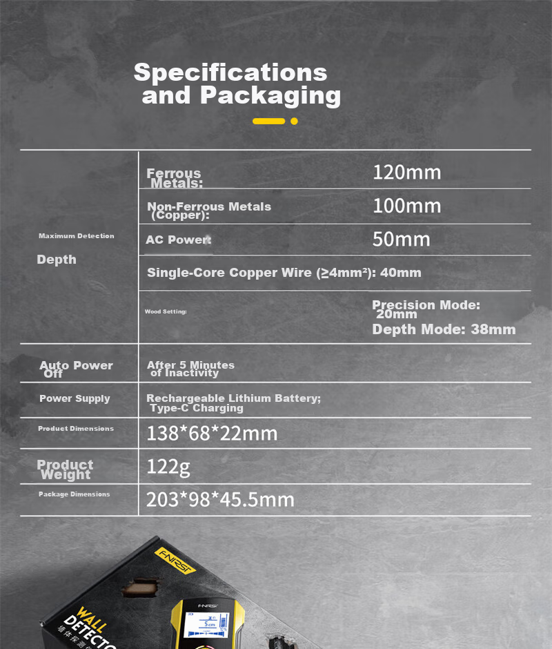FNIRSI Multifunctional Wall Detector Wire Metal Rebar Scanner High-Precision Load-Bearing Wall Hidden Wire Scanner WD-02 10