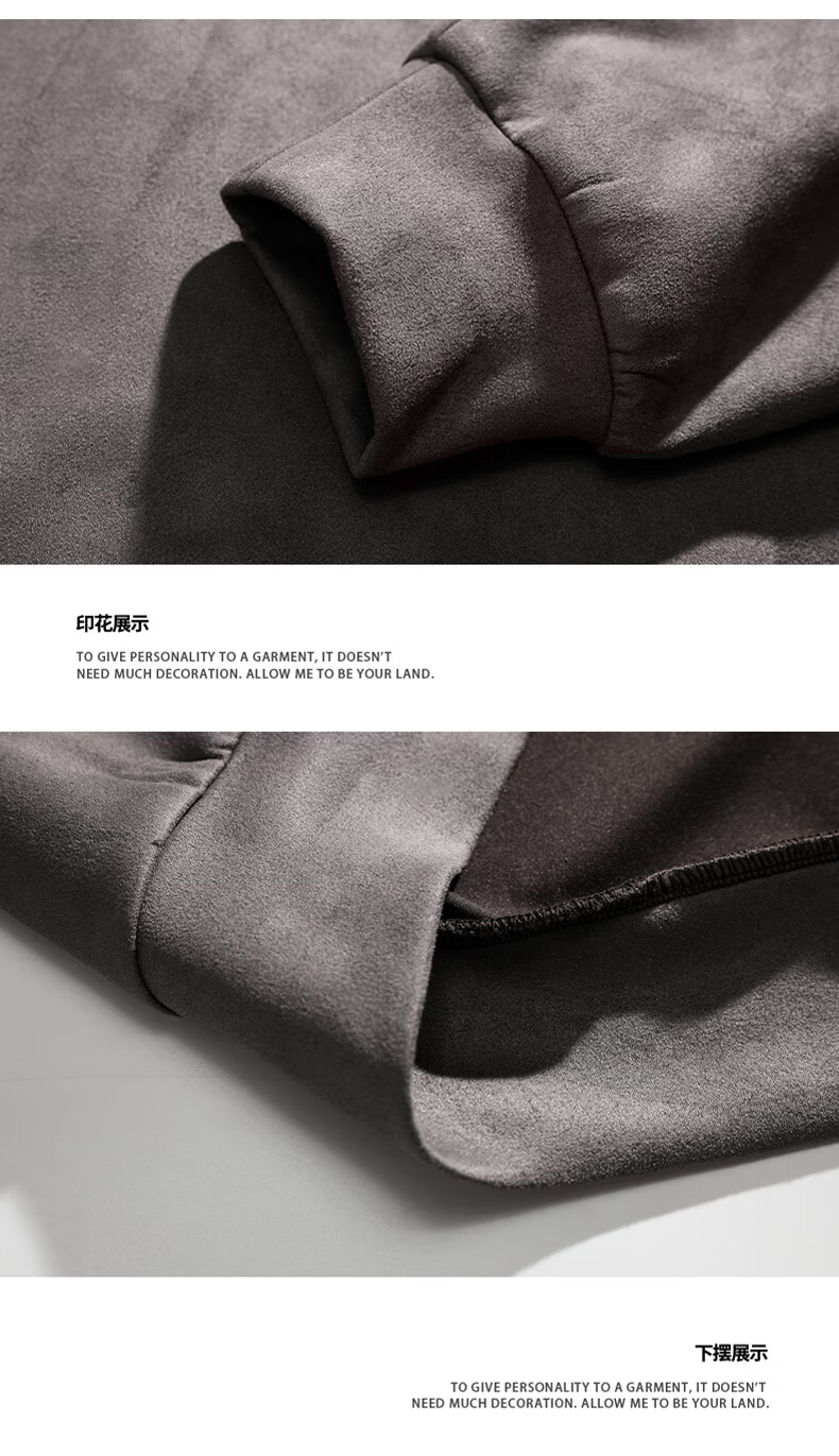 Dingfengbaoluo Men's Autumn Crewneck Suede Fleece Long Sleeve Loose Fit American Style Hoodie DFL05 Dark Gray M 8
