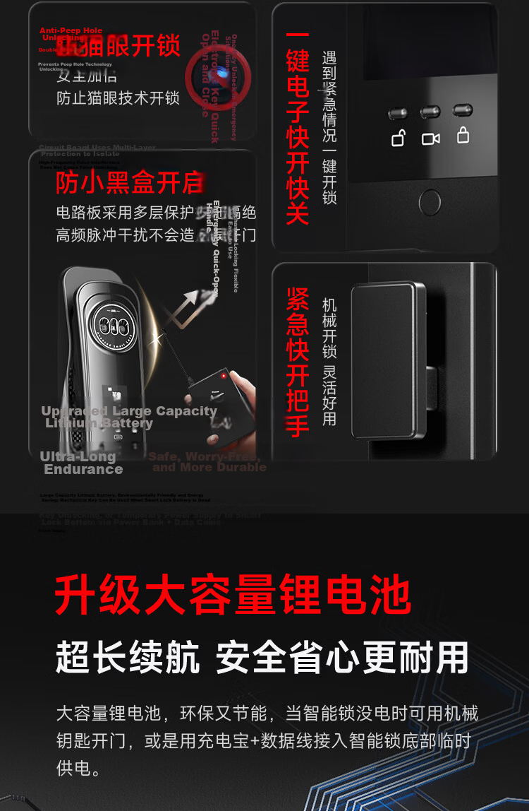 YINGDIAN R5 Fingerprint Lock, Smart Door Lock, Password Lock for Guesthouses And Apartments, Anti-Theft Entrance Door Lock, Intelligent Lock, High-End Electronic Lock for Home Use 39