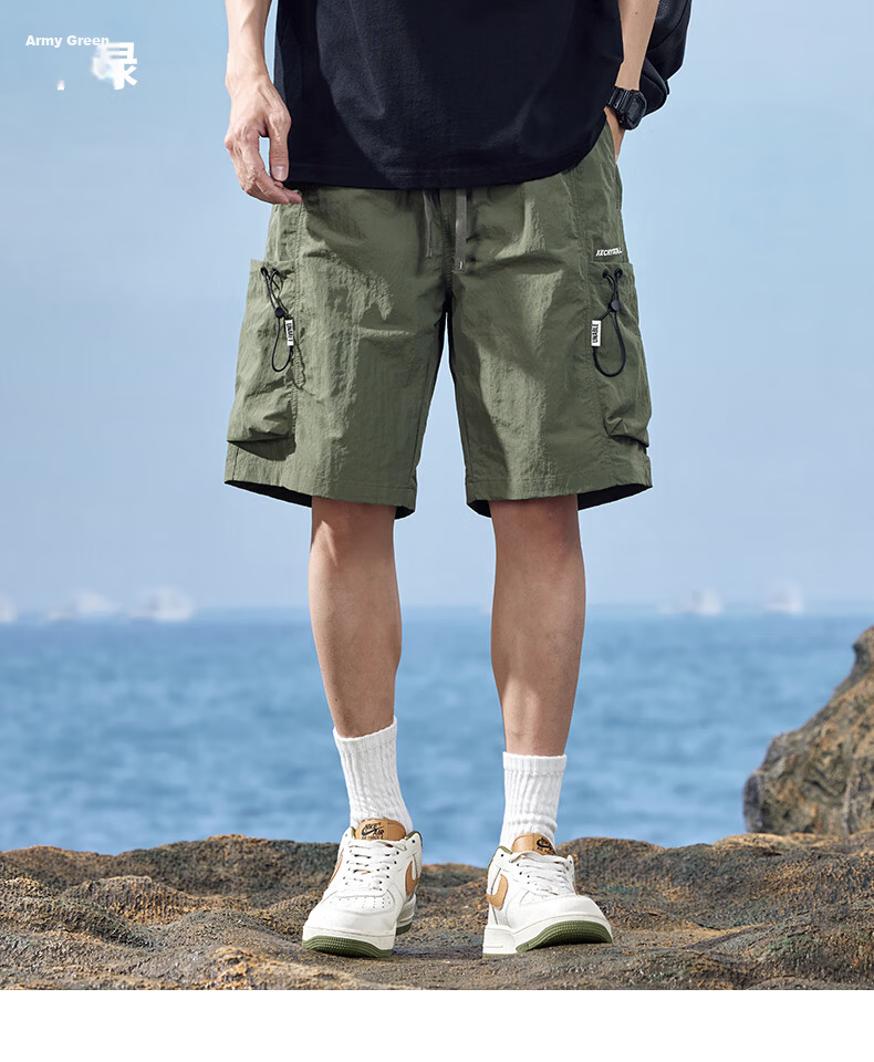 Jeanswest Men's American Casual Summer Lightweight Loose Cargo Shorts Quick-Dry Sports Ice Silk Knee-Length Pants 10