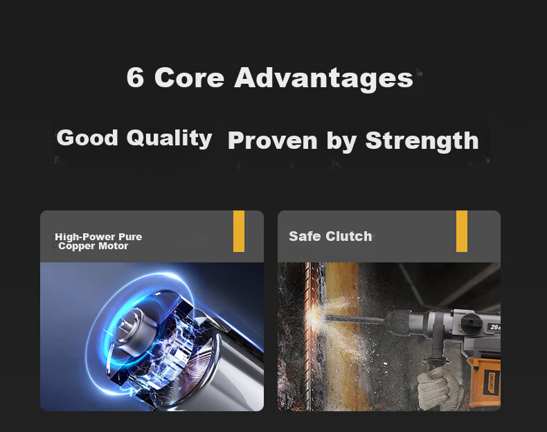 Deli Dual-Purpose Heavy-Duty Electric Hammer, High-Power Impact Drill, Multi-Functional Electric Drill, Hammer And Pickaxe Combo, Concrete Cutting Set 2