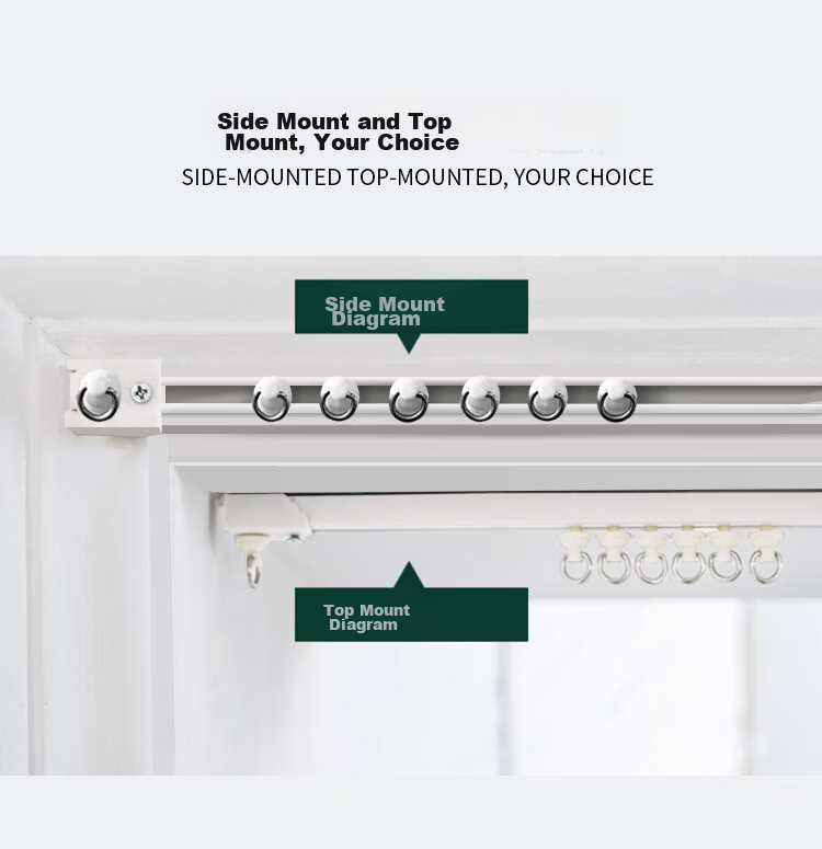 MINGJU Curtain Adhesive Track No Drilling Bay Window Door Curtain Partition Sliding Rail Top and Side Mount Ultra-thin Single Track White 1.5m 4