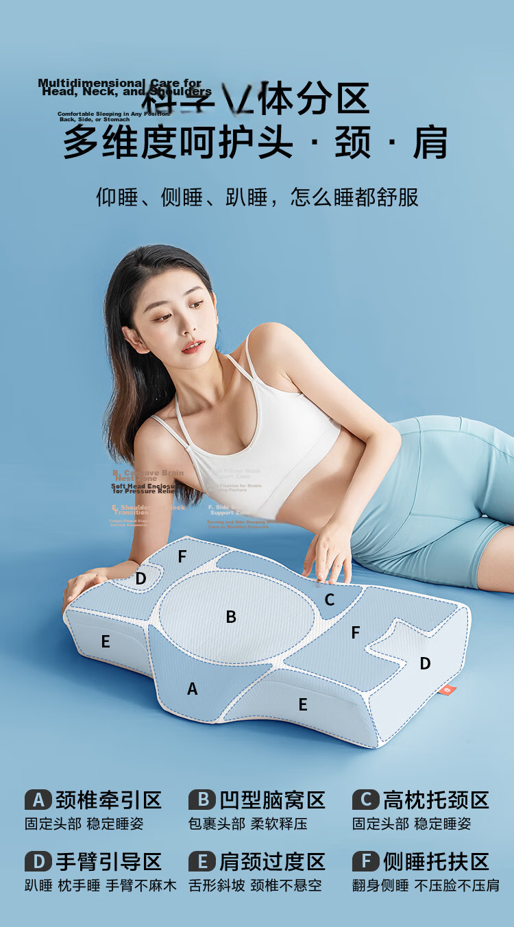 JD Jingzao Neck Support Butterfly Pillow Aerospace Slow Rebound Memory Foam Cervical Pillow Adult Large Memory Pillow 10
