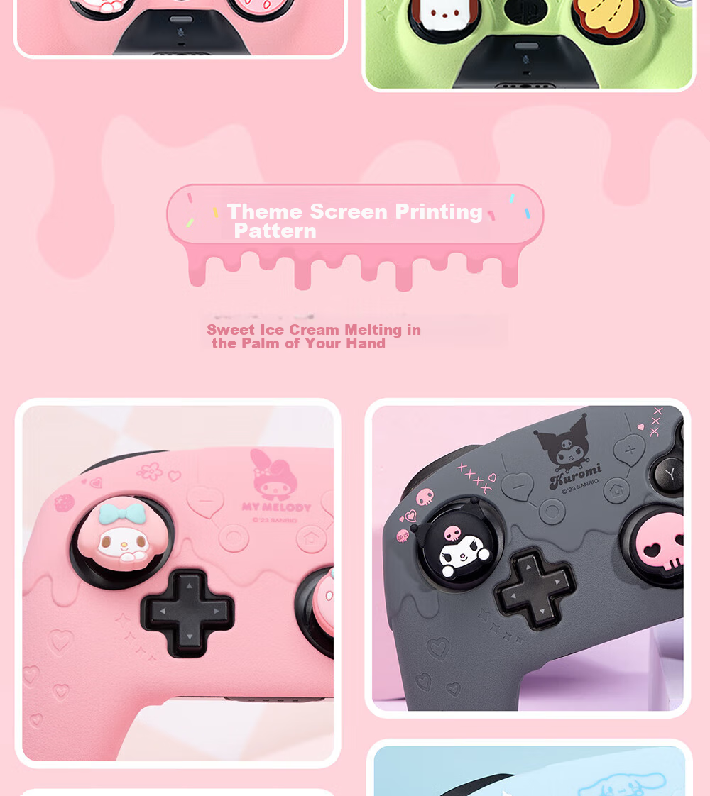 Jixiang Switch Pro Protective Case, Sanrio Kuromi Nspro Game Controller Cover, Cute Cartoon Full Coverage Soft Case, Shockproof Dustproof Protective Shell Accessory 14