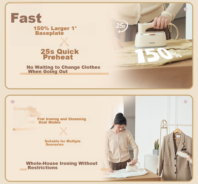 PHILIPS Handheld Compact Iron And Garment Steamer for Home Use, Portable Travel Ironing Machine, Gift, STH3050/30 30