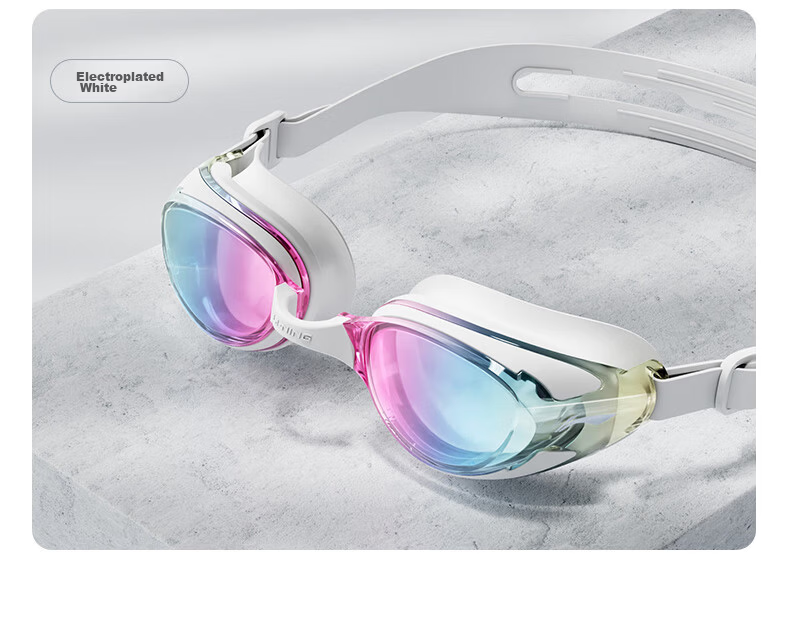 LI-NING Unisex Anti-Fog HD Swimming Goggles Adult Coated Swim Glasses 2766 White 16