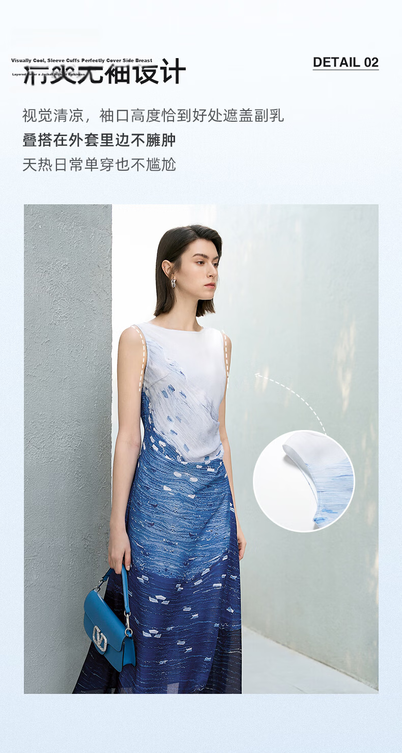 Yanyu Colorblock Patchwork Dress Women 2025 Summer High-End Unique Design Elegant Long Dress Blue Floral L 7