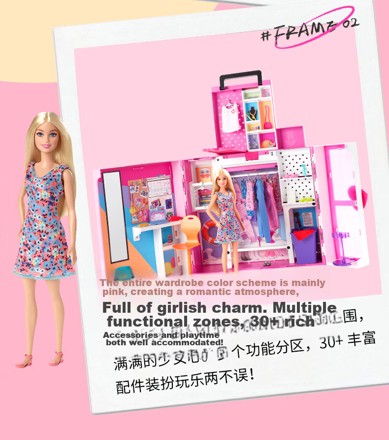 Barbie (Random Fashion Style), Barbie Pink Dream Wardrobe Birthday Gift Dress-Up HXD58 5