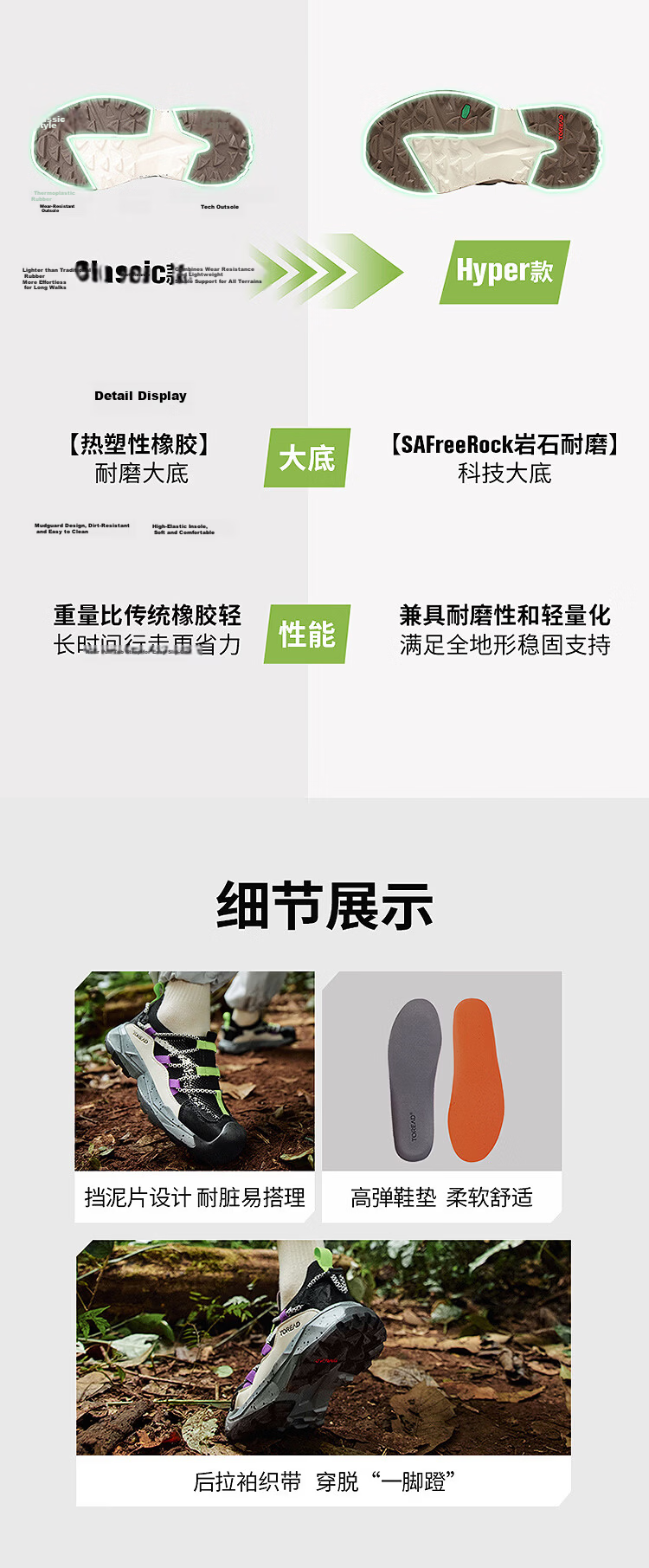 TOREAD [Yuexing] Children's Sports Shoes Boys and Girls Big Kids Spring Summer Bread Toe Hiking Shoes Light Green Gray Size 34 10