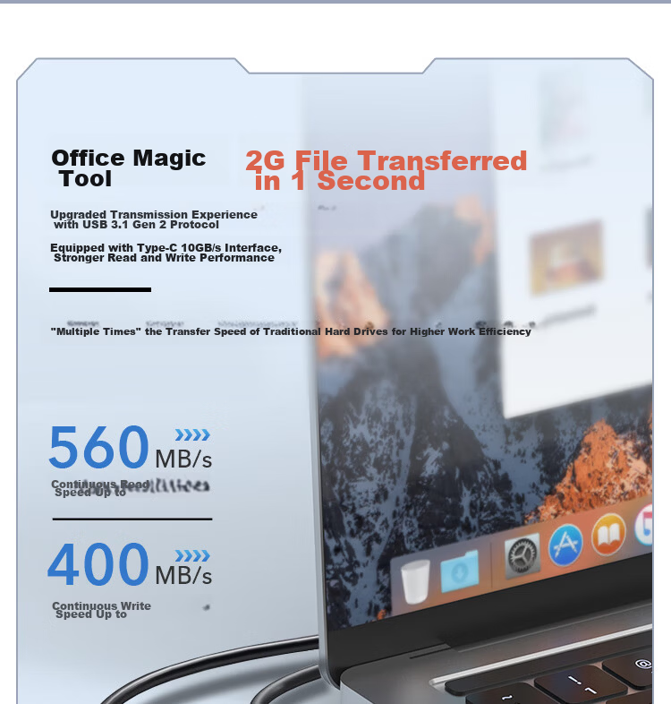 Lenovo 512GB Portable SSD PSSD ZX1 Type-C USB 3.1 Dual Interface 560MB/s Read Speed Mobile and PC Silver 2