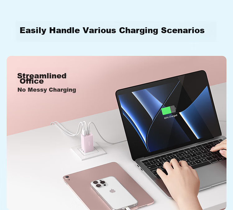 ANKE 65W Charger, Gallium Nitride Type-C Fast Charging PD45W, Compatible with Apple IPhone 17/16/15, Samsung Phones, IPad, Laptops, USB Plug, White 6