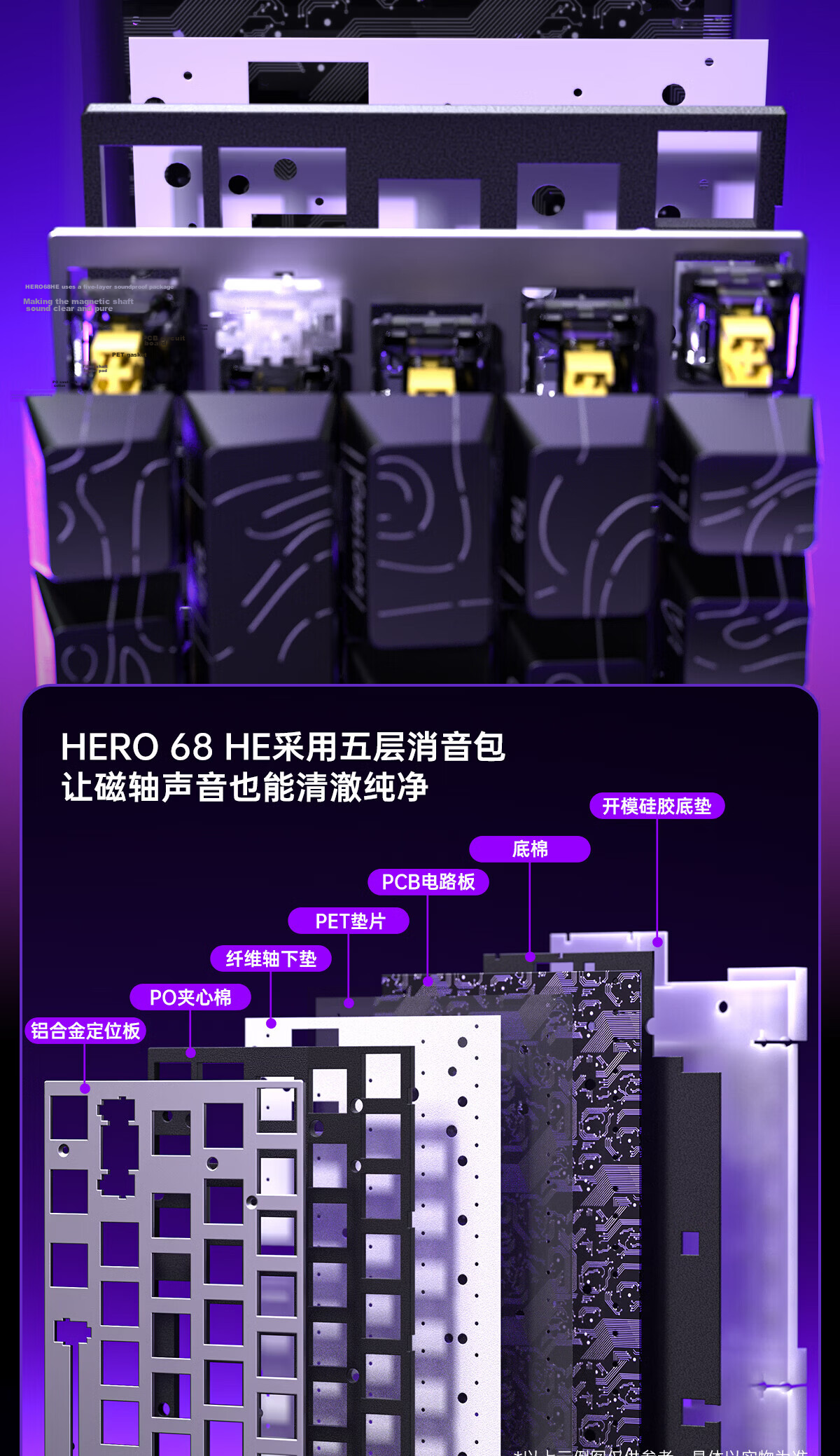 AULA HERO 68HE Magnetic Switch Keyboard RT Gaming Custom Mechanical Keyboard 68 Keys 8K Polling Rate Pink Side-Printed Poseidon Magnetic Switch 15