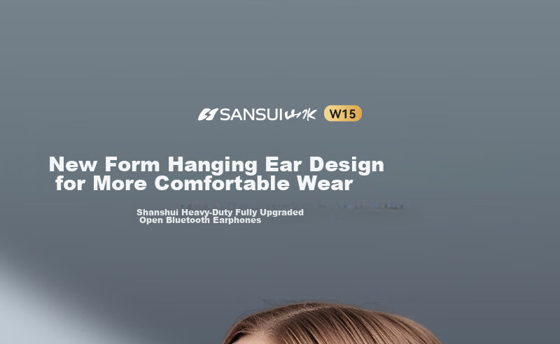 SANSUI W15 Dual Device Connection Bluetooth Bone Conduction True Wireless Earhook Sports Running Headphones Noise Cancelling Long Battery Life for Apple Huawei Black 1