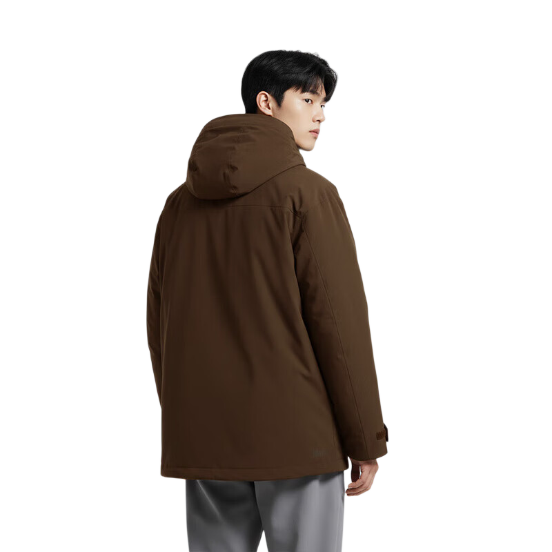 Adidas 2025 Winter Brown Parka Down Jacket Business Casual 600 Fill Power Men's Hooded Down Jacket