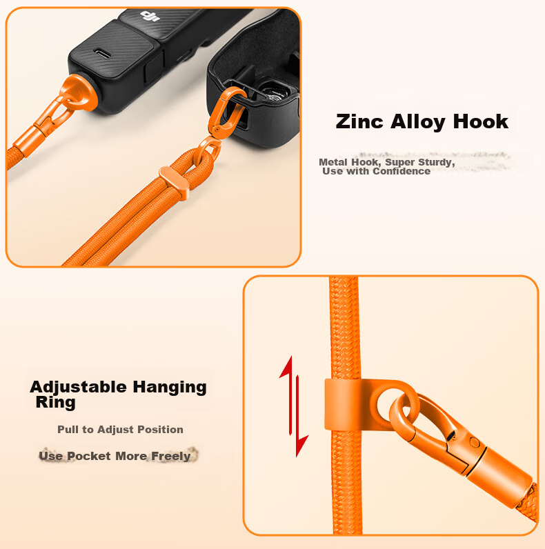 Yingyue Strap for DJI Osmo Pocket 4/3 Neck Shoulder Wrist Lanyard Protective Case Accessory Portable 4th 3rd Generation Camera Hand Strap Anti-Lost 7